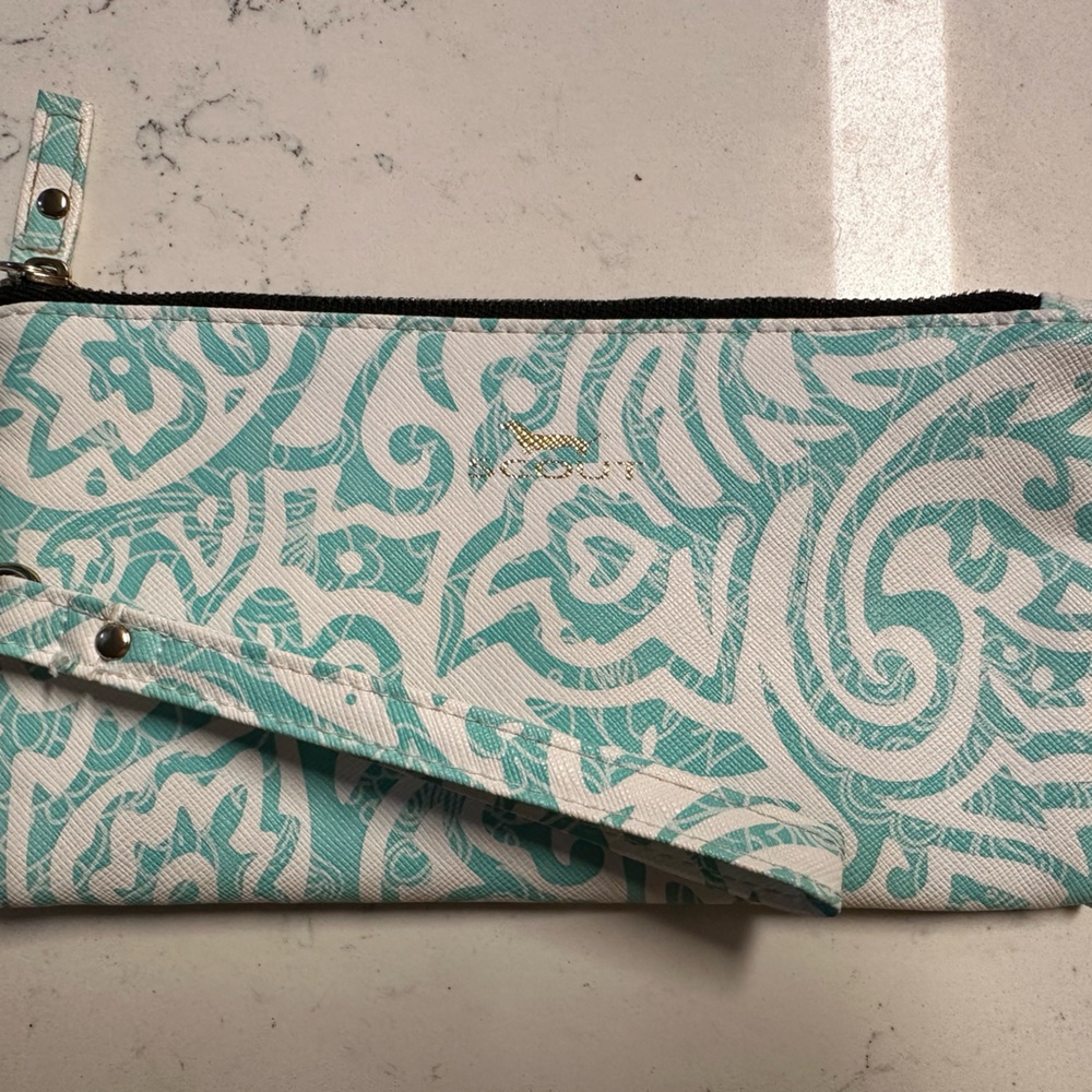 Scout Stylish Aqua and White Patterned Clutch
